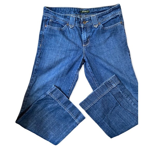 Eddie Bauer Womens Boot Cut Jeans Blue Pockets Dark Wash Mid Rise Denim 6 R - Picture 4 of 11